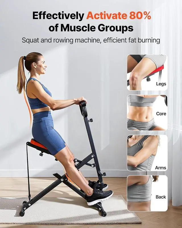 Alt view image 2 of 7 - Squat Machine, Deep Squat Rowing Machine for Home, Easy Setup & Foldable Exercise Equipment, Glute Trainer Machine with 2/3 High-Strength Resistance Bands, Glutes & Leg Home Workout Machine