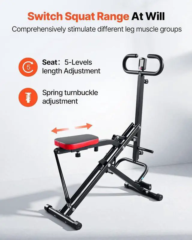 Alt view image 4 of 7 - Squat Machine, Deep Squat Rowing Machine for Home, Easy Setup & Foldable Exercise Equipment, Glute Trainer Machine with 2/3 High-Strength Resistance Bands, Glutes & Leg Home Workout Machine