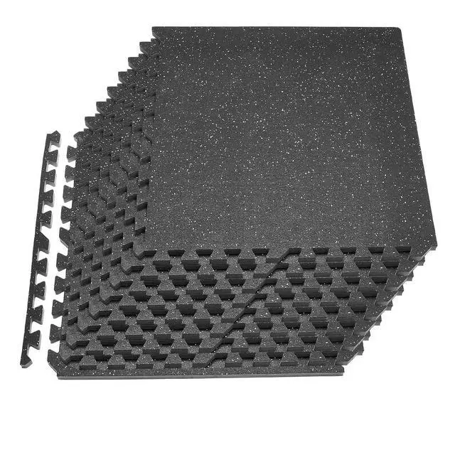 Main image of 0.79Inch 48sq.ft 12 Tiles Gym Flooring for Home Gym, Rubber Top with High Density EVA Foam, 24 x 24In Gym Floor Exercise Equipment Mats, Interlocking Gym Mats, Puzzle Workout Mats, Black & Gray