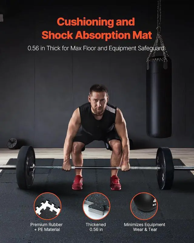 Alt view image 3 of 7 - 0.56Inch 48sq.ft 12 Tiles Gym Flooring for Home Gym, Rubber Top with High Density EVA Foam, 25 x 25In Gym Floor Exercise Equipment Mats, Interlocking Gym Mats, Puzzle Workout Mats, Black & Blue