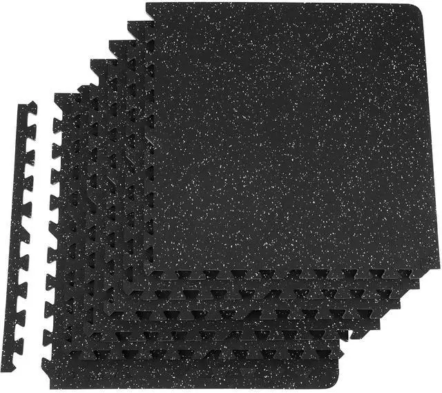 Main image of 0.56Inch 24sq.ft 6 Tiles Gym Flooring for Home Gym, Rubber Top with High Density EVA Foam, 25 x 25In Gym Floor Exercise Equipment Mats, Interlocking Gym Mats, Puzzle Workout Mats, Black & Gray