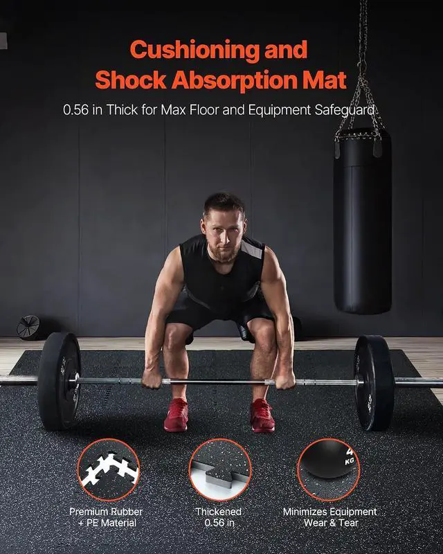Alt view image 3 of 7 - 0.56Inch 24sq.ft 6 Tiles Gym Flooring for Home Gym, Rubber Top with High Density EVA Foam, 25 x 25In Gym Floor Exercise Equipment Mats, Interlocking Gym Mats, Puzzle Workout Mats, Black & White