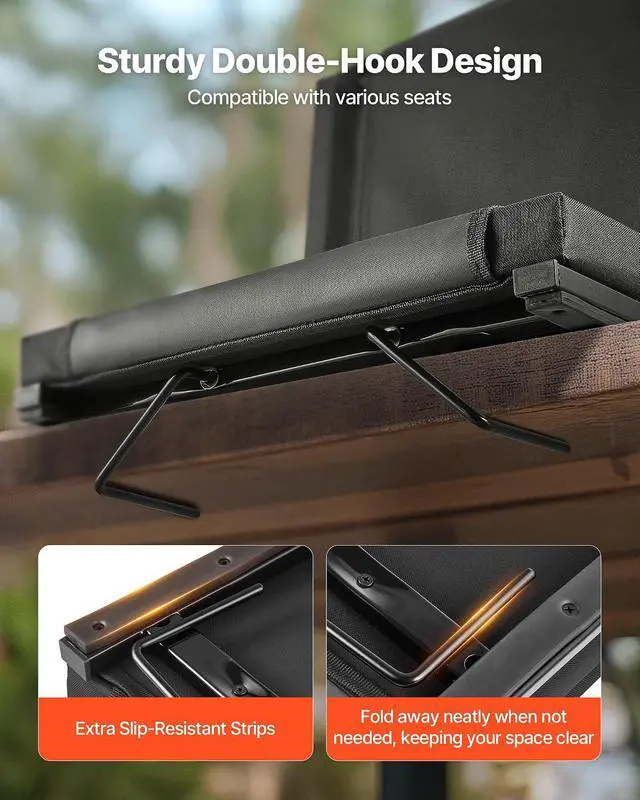 Alt view image 7 of 7 - Stadium Seat, Folding Bleacher Chair with Back Support and Thick Cushion, Padded Stadium Seat for Bleacher Includes Shoulder Strap, Hooks, Cup Holder, and Side Pocket, Black Bleachers Chair