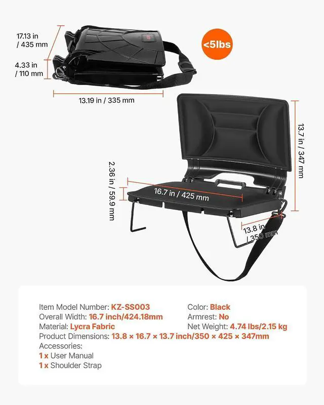 Alt view image 3 of 7 - Stadium Seat, Folding Bleacher Chair with Back Support and Thick Cushion, Padded Stadium Seat for Bleacher Includes Shoulder Strap, Hooks, Cup Holder, Lycra Material, Side Pocket, PP Material