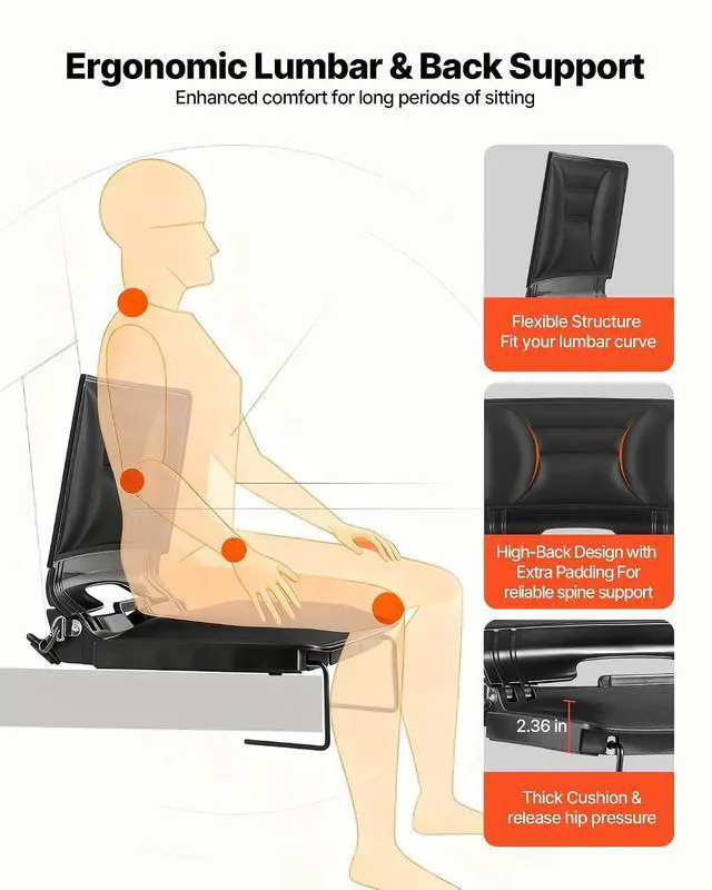 Alt view image 4 of 7 - Stadium Seat, Folding Bleacher Chair with Back Support and Thick Cushion, Padded Stadium Seat for Bleacher Includes Shoulder Strap, Hooks, Cup Holder, Lycra Material, Side Pocket, PP Material