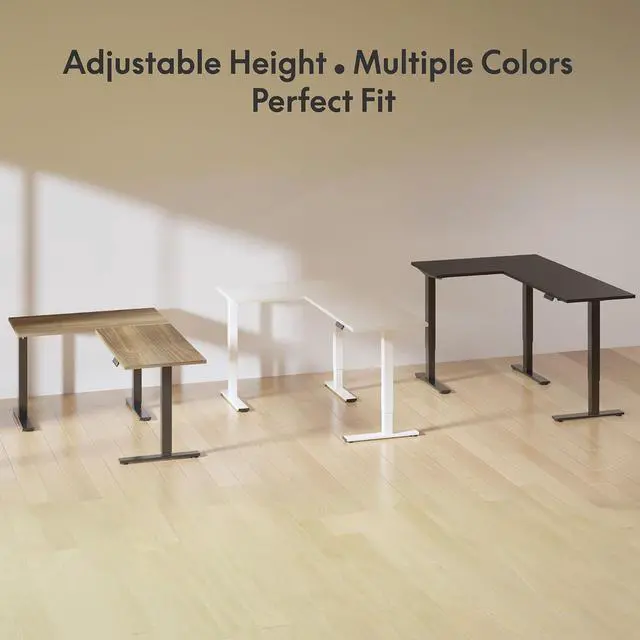 Alt view image 7 of 7 - Electric Height Adjustable Standing L Shaped Corner 3 Legs Ergonomic Sit Stand Desk Frame for Home and Office, Black