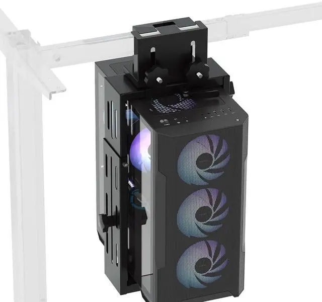 Main image of Computer Tower Stand, PC Stand up to 44lbs, CPU Holder Adjustable Height and Width Fits Mid-Tower and Mini-Tower, For Single-crossbeam