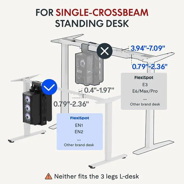 Alt view image 2 of 7 - Computer Tower Stand, PC Stand up to 44lbs, CPU Holder Adjustable Height and Width Fits Mid-Tower and Mini-Tower, For Single-crossbeam