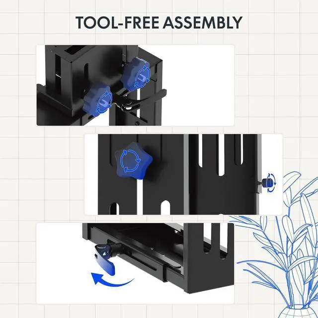 Alt view image 4 of 7 - Computer Tower Stand, PC Stand up to 44lbs, CPU Holder Adjustable Height and Width Fits Mid-Tower and Mini-Tower, For Single-crossbeam