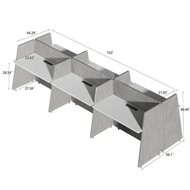 Alt view image 2 of 7 - 6-Person Modular Cubicle Desk Workstation | with Built-in Power & Mobile Storage, Acoustic Privacy Panels | Sleek, Scalable Layout for Modern Teams (White, 6 Person cubicles)