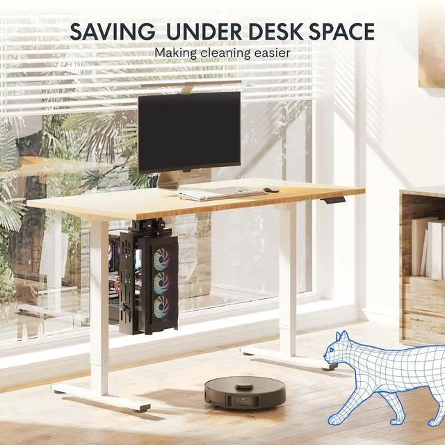 Alt view image 5 of 7 - Computer Tower Stand, PC Stand up to 44lbs, CPU Holder Adjustable Height and Width Fits Mid-Tower and Mini-Tower, For Single-crossbeam