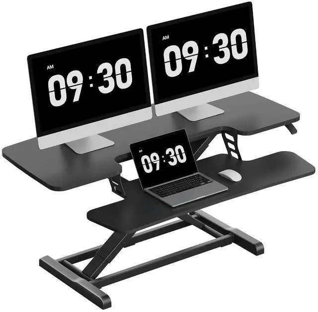 Main image of Standing Desk Converter 42", Extra Large Ergonomic Height Adjustable Sit Stand Desk Riser, Spacious Computer Workstation with Wide Keyboard Tray, Black