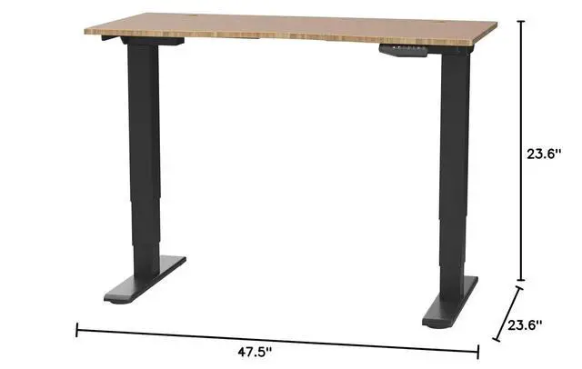 Alt view image 3 of 7 - E6 Bamboo 3-Stage Dual Motor Electric Standing Desk 48 x 24 Sit Stand Up Desk, Holds 220 lbs, Adjustable Height w/ Memory Presets, Solid Bamboo Curved Desktop & Black Frame, Ships in 2 Boxes