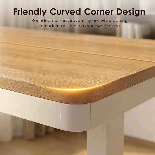Alt view image 5 of 7 - 55 Inch Electric Standing Desk, Height Adjustable Table with Storage, Sit Stand Desk with Charging Station for Home Office, Computer Workstation, Maple+White
