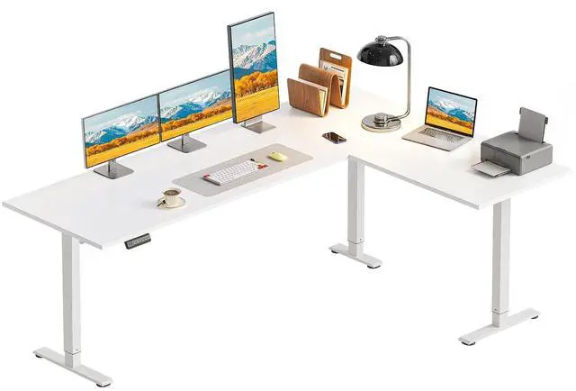 Main image of 71 Inch Reversible L Shaped Electric Standing Desk, Height Adjustable Corner Stand up Desk, Ergonomic Large Lift Computer Table for Home, Office, Workstation, White