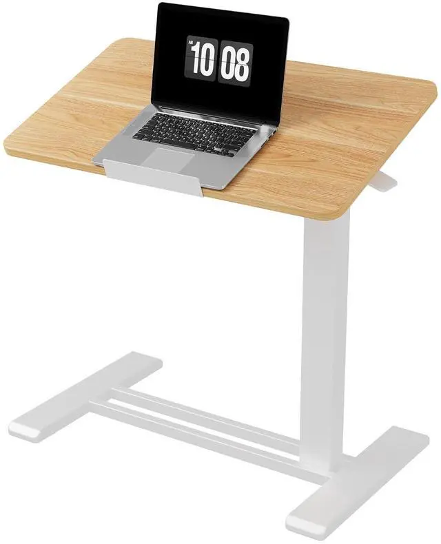 Main image of H7 PRO Mobile Standing Desk Adjustable Overbed Table Pneumatic with Wheels 55°Tiltable Portable Laptop Desk Rolling Computer Cart Foldable Bedside Table(27.6" W x 15.7" D, Maple)