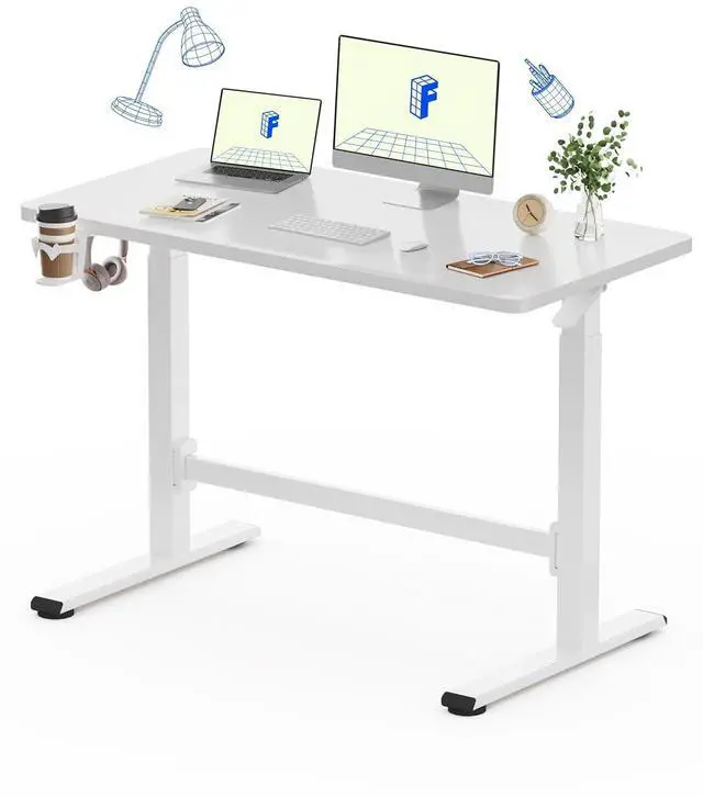 Main image of H7 Plus Gas Spring Adjustable Standing Desk, Mobile Rolling Sit-Stand Table with Wheels, Cordless Stand Up Desk for Small Spaces & Home Office, 48" One-Piece Desktop WhiteHeight 27.6"45"