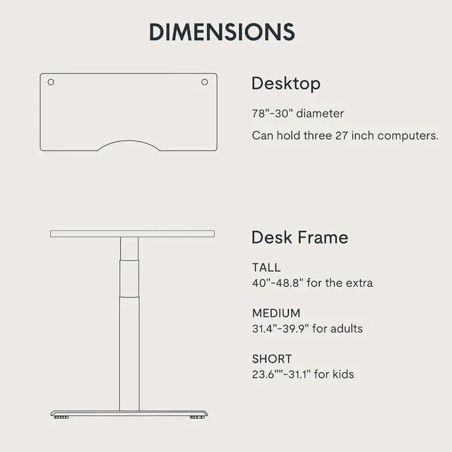 Alt view image 6 of 7 - E6 Pro 78" x 30" Organic Modern Bamboo Standing Desk, Dual Motor 3-Stage Height Adjustable Desk with Oval Legs, Heavy Duty 330lbs, Bamboo Desktop with Ergonomic Curved Edge, Black Frame