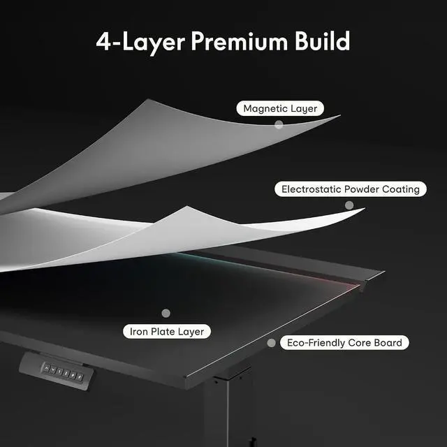 Alt view image 5 of 7 - Electric RGB Gaming Standing Desk, 55" Dual Motor Height Adjustable Desk with Integrated Cable Management, Ergonomic Sit-Stand Computer Workstation for PC Gamers