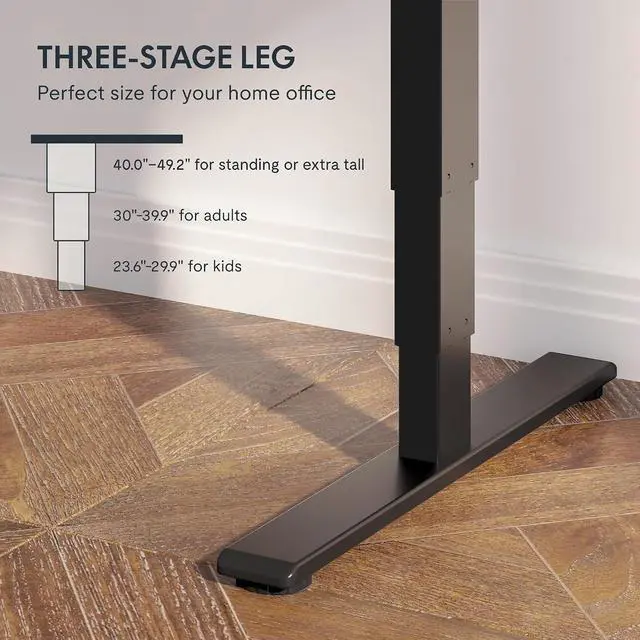 Alt view image 4 of 7 - E6 Bamboo 3-Stage Dual Motor Electric Standing Desk 48 x 24 Sit Stand Up Desk, Holds 220 lbs, Adjustable Height w/Memory Presets, Solid Walnut Bamboo Desktop & White Frame, Ships in 2 Boxes