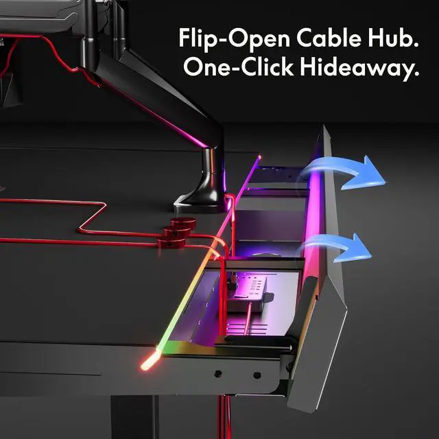 Alt view image 7 of 7 - Electric RGB Gaming Standing Desk, 55" Dual Motor Height Adjustable Desk with Integrated Cable Management, Ergonomic Sit-Stand Computer Workstation for PC Gamers