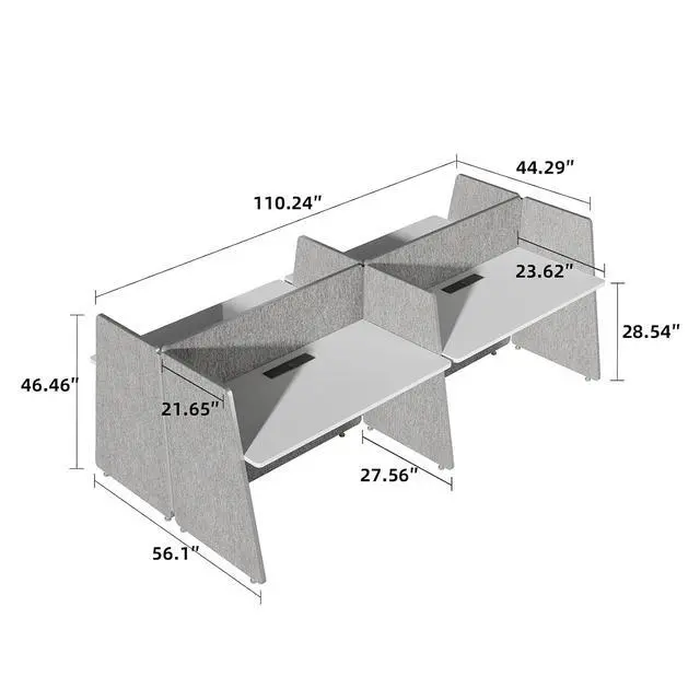 Alt view image 2 of 7 - 4-Person Modular Cubicle Desk Workstation | with Built-in Power & Mobile Storage, Acoustic Privacy Panels | Sleek, Scalable Layout for Modern Teams (White, 4 Person cubicles)