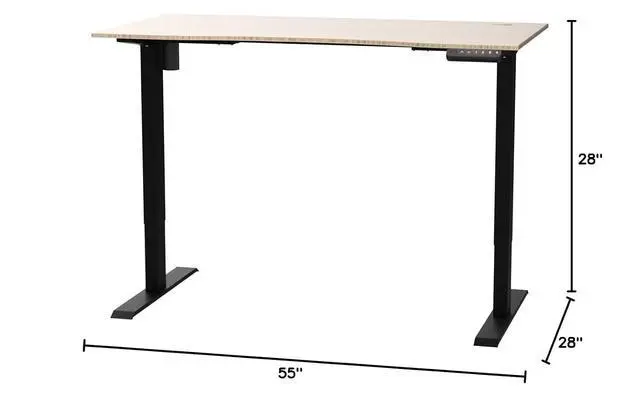 Alt view image 2 of 7 - EN2 Bamboo Standing Desk with Clamp Power Strip, 55 x 28 Electric Stand Up Height Adjustable Desk with Cable Management (Black Frame + 55" Bamboo Top, 2 Packages)