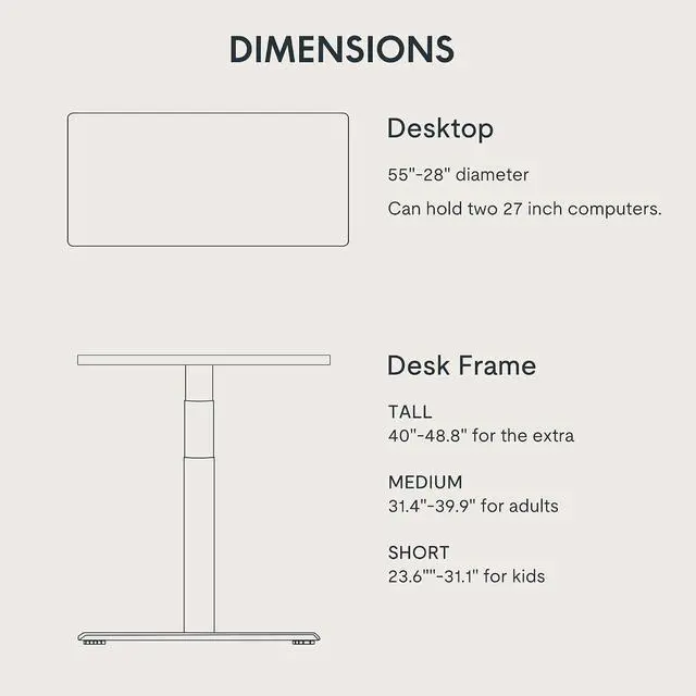 Alt view image 6 of 7 - E6 Pro Organic Modern Bamboo Standing Desk, Electric Dual Motor 3-Stage Height Adjustable Desk with Oval Legs, Heavy Duty 330lbs, 55" x 28" Bamboo Desktop, White Frame