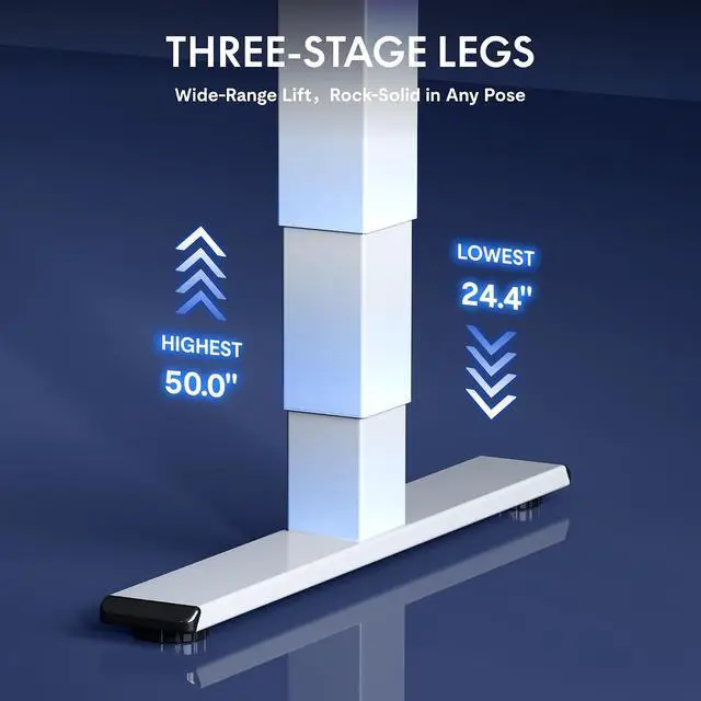 Alt view image 7 of 7 - E6G CyberX RGB LED Electric Gaming Standing Desk, 55 Inch Dual Motor 3-Stage Adjustable Desk up to 352 lbs, Large Ergonomic Computer Workstation for Gamers, Streamers & Home Studios (White)