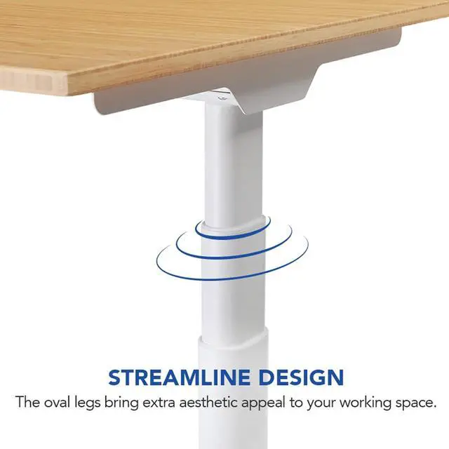 Alt view image 4 of 7 - E6 Pro 72" x 30" Organic Modern Bamboo Standing Desk, Dual Motor 3-Stage Height Adjustable Desk with Oval Legs, Heavy Duty 330lbs, Bamboo Desktop with Ergonomic Curved Edge, White Frame