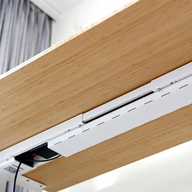 Alt view image 5 of 7 - E6 Pro Large 72" x 30" Organic Modern Bamboo Standing Desk, Electric Dual Motor 3-Stage Height Adjustable Desk with Oval Legs, Heavy Duty 330lbs, Bamboo Desktop, White Frame