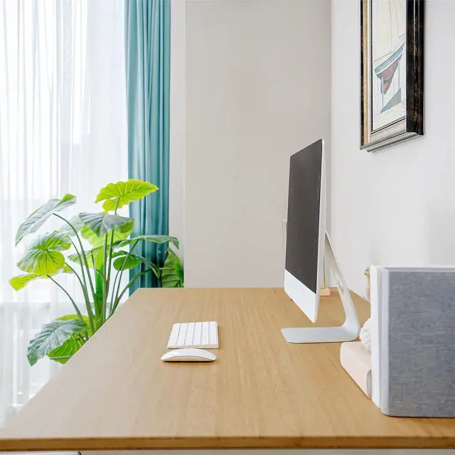 Alt view image 7 of 7 - E6 Pro Large 72" x 30" Organic Modern Bamboo Standing Desk, Electric Dual Motor 3-Stage Height Adjustable Desk with Oval Legs, Heavy Duty 330lbs, Bamboo Desktop, White Frame