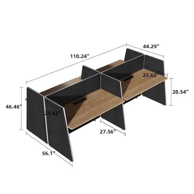 Alt view image 2 of 7 - 4-Person Modular Cubicle Desk Workstation | with Built-in Power & Mobile Storage, Acoustic Privacy Panels | Sleek, Scalable Layout for Modern Teams (Black, 4 Person cubicles)