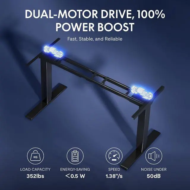 Alt view image 6 of 7 - E6G CyberX RGB LED Electric Gaming Standing Desk, 55 Inch Dual Motor 3-Stage Adjustable Desk up to 352 lbs, Large Ergonomic Computer Workstation for Gamers, Streamers & Home Studios (Black)