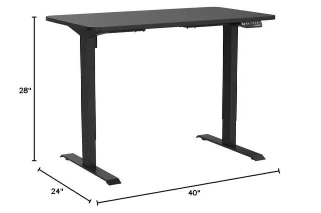 Alt view image 3 of 7 - EN2 Whole-Piece Standing Desk with Clamp Power Strip, 40 x 24'' Electric Stand Up Height Adjustable Desk with Cable Management (Black Frame + 40" Black Top)
