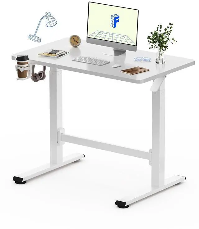 Main image of H7 Plus Gas Spring Adjustable Standing Desk, Mobile Rolling Sit-Stand Workstation with Whee, Cordless Stand Up Desk for Small Room & Home Office, 40" One-Piece Desktop White,height 27.6"45"