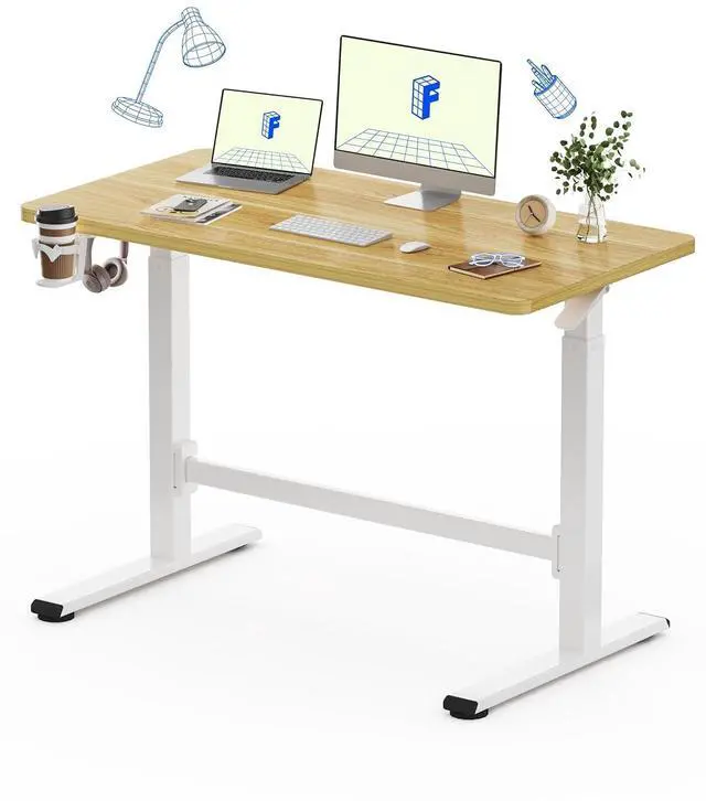 Main image of H7 Plus Gas Spring Adjustable Standing Desk, Mobile Rolling Sit-Stand Table with Wheels, Cordless Stand Up Desk for Small Spaces & Home Office, 48" One-Piece Desktop Maple,Height 27.6"45"