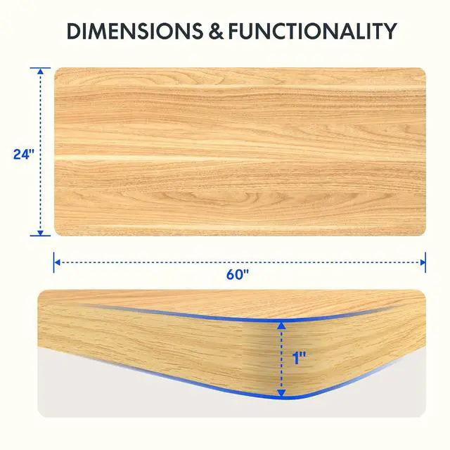 Alt view image 2 of 7 - Whole Piece 60"x24" Desktop 1" Thickness Height Adjustable Desk Rectangular Tabletop Maple Board (60INCH Maple)