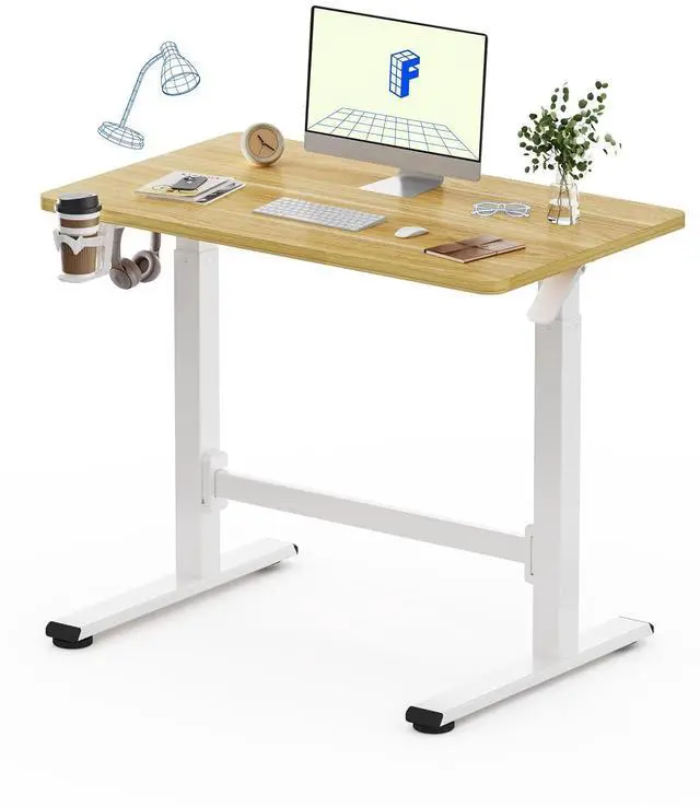 Main image of H7 Plus Gas Spring Adjustable Standing Desk, Mobile Rolling Sit-Stand Workstation with Wheel, Cordless Stand Up Desk for Small Room & Home Office 40" One-Piece Desktop Maple,height 27.6"45"