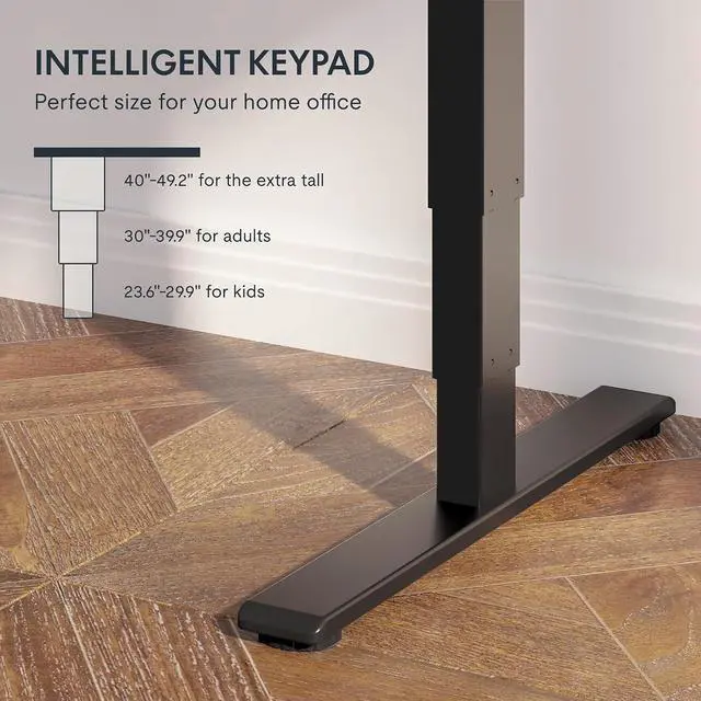 Alt view image 3 of 7 - E6 Solid Wood 3-Stage Dual Motor 48 x 24 Electric Standing Desk, Holds 220 lbs, Adjustable Height w/ Memory Presets, Butcher Block Rubberwood Desktop & Black Frame, Ships in 2 Boxes