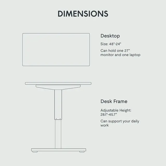 Alt view image 6 of 7 - EN2 48''x24'' Electric Standing Desk with PC Stand Bundle, One-Piece Desktop, Easy-to-Install Hanging Design PC Mount, Bundle for Home Office, Game & Small Spaces, Black