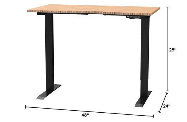 Alt view image 2 of 7 - EN2 Bamboo Standing Desk with Clamp Power Strip, 48 x 24'' Electric Stand Up Height Adjustable Desk with Cable Management (Black Frame + 48" Bamboo Top, 2 Packages)