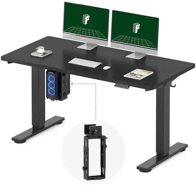 Main image of EN2 55''x28'' Electric Standing Desk with PC Stand Bundle, 1" Whole-Piece Desktop, Easy-to-Install Hanging Design PC Mount, Bundle for Home Office, Game & Small Spaces, Black