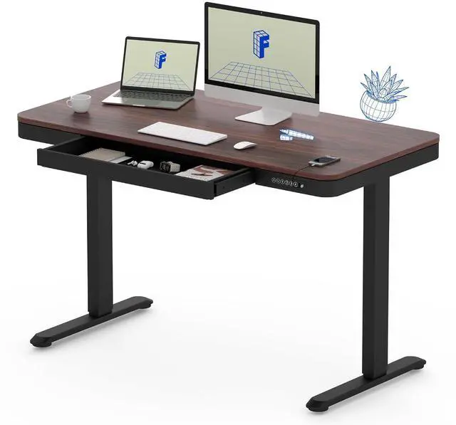Main image of Comhar 48" Electric Standing Desk with Drawers, Quick Assembly Home Office Sit Stand Desk with Storage & USB Charging, Computer Workstation for Home Office (48" Wood, Dark Walnut/Black)