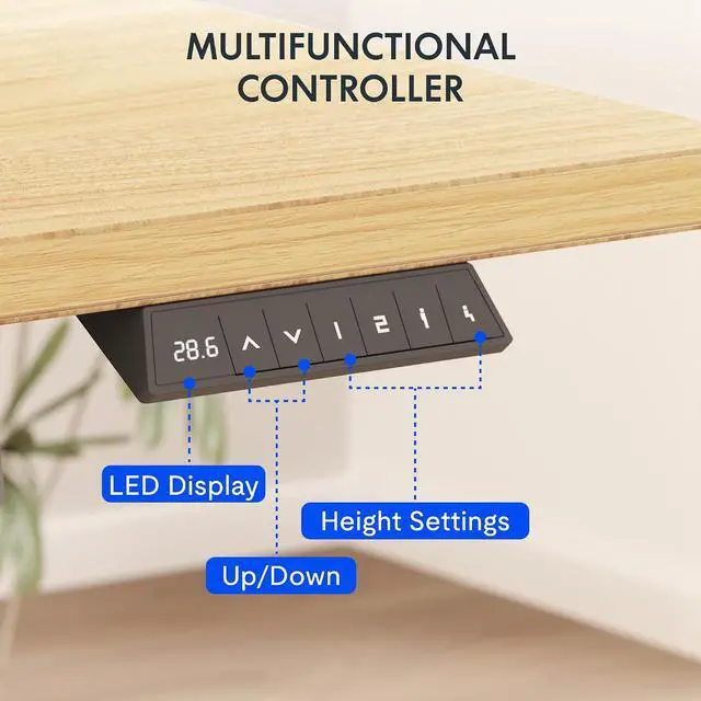 Alt view image 7 of 7 - EN2 Whole-Piece Standing Desk with Clamp Power Strip, 40 x 24 Electric Stand Up Height Adjustable Desk with Cable Management (White Frame + 40" Maple Top)