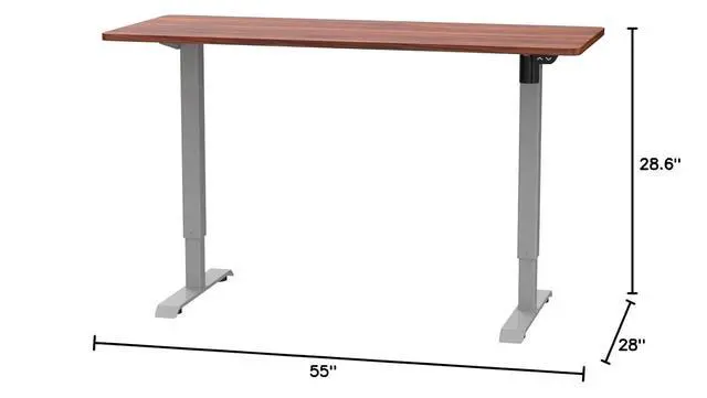 Alt view image 3 of 7 - EN2 Whole-Piece Standing Desk with Clamp Power Strip, 60 x 24 Electric Stand Up Height Adjustable Desk with Cable Management (Gray Frame + 60" Mahogany Top, 2 Packages)