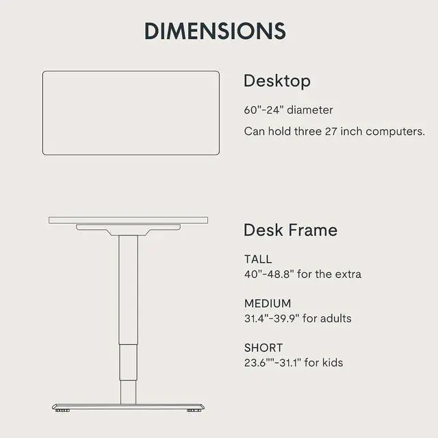 Alt view image 6 of 7 - E6 3-Stage Dual Motor 60 x 24 Electric Standing Desk Sit Stand Up Desk, Holds 220 lbs, Adjustable Height w/Memory Presets, One-Piece Maple Desktop & Black Frame, Ships in 2 Boxes