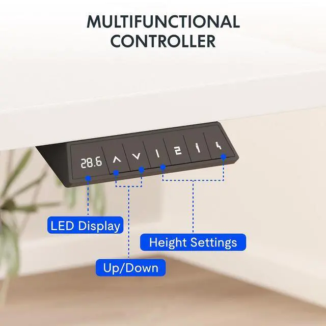 Alt view image 7 of 7 - EN2 Whole-Piece Standing Desk with Clamp Power Strip, 48x24 Electric Stand Up Height Adjustable Desk with Cable Management (White Frame + 48" White Top)