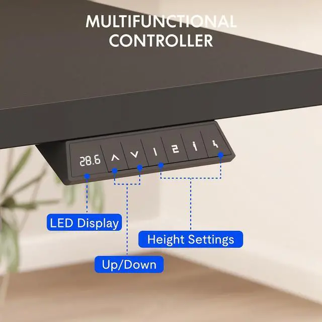Alt view image 7 of 7 - EN2 Whole-Piece Standing Desk with Clamp Power Strip, 48x24'' Electric Stand Up Height Adjustable Desk with Cable Management (Black Frame + 48" Black Table Top)