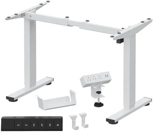 Main image of EN2 Standing Desk Frame with Clamp Power Strip and Cable Management Tray, Electric Sit Stand Desk Base with Memory Controller for Home and Office (White Frame Only)